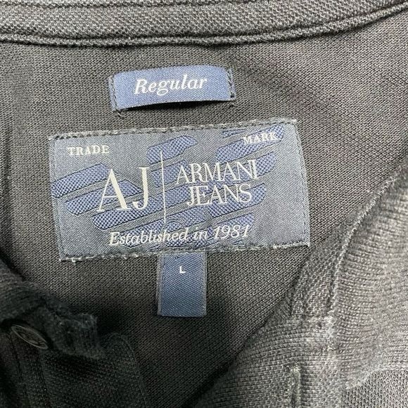 Armani Jeans AJ Mens Small Or Womens Large Black Short Sleeve Polo Shirt - Picture 3 of 7